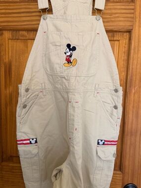 Vintage Disney Mickey Unlimited Khaki Cargo Overalls